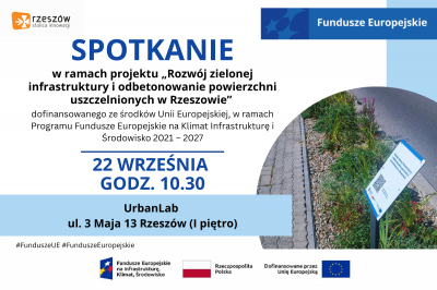 zdjęcie do
													 artykułu Spotkanie w ramach projektu „Rozwój zielonej infrastruktury i odbetonowanie powierzchni uszczelnionych w Rzeszowie”