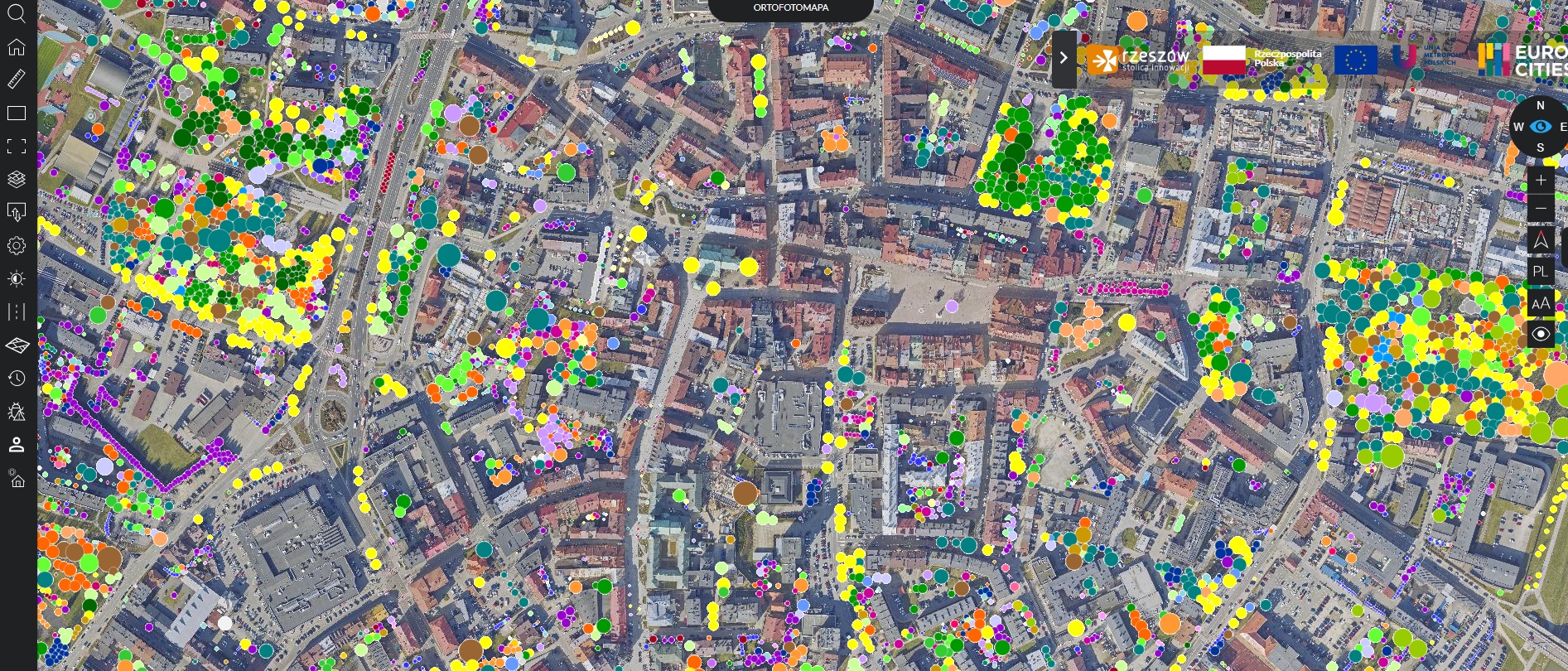 Mapa gatunk&oacute;w drzew