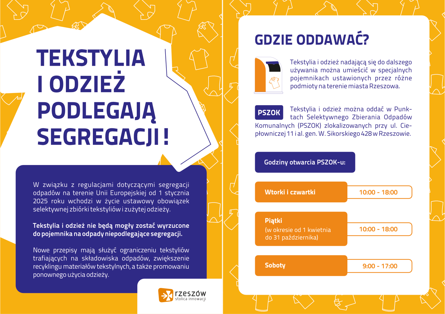 Plakat akcji segregacji - tekstylia